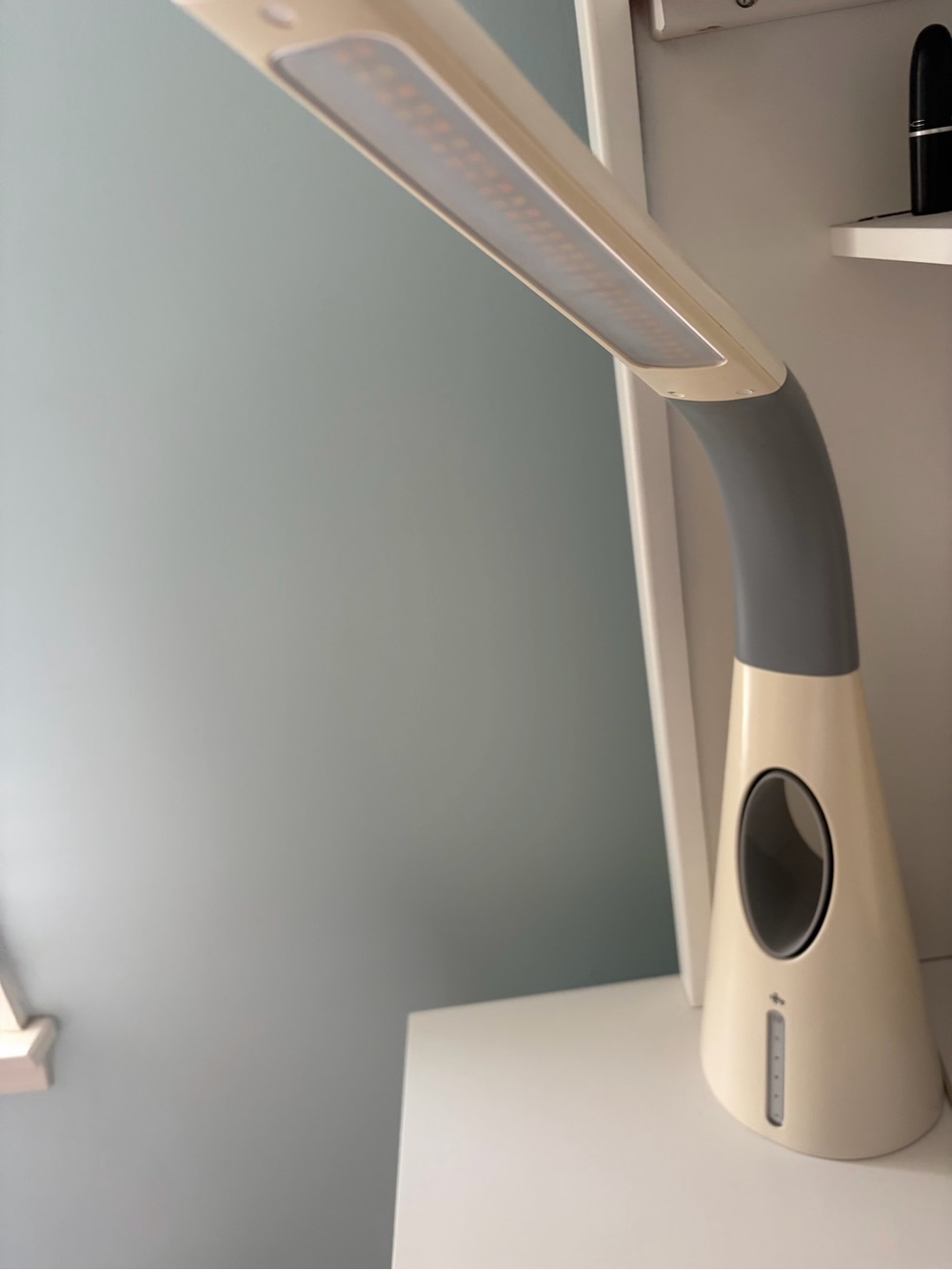 Adjustable LED Task Lamp in Cream and Gray